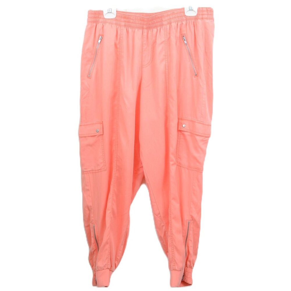 Lane‎ Bryant PLUS 14/16 Coral Cargo Zippers Pull-on Joggers Summer Beach Vacay